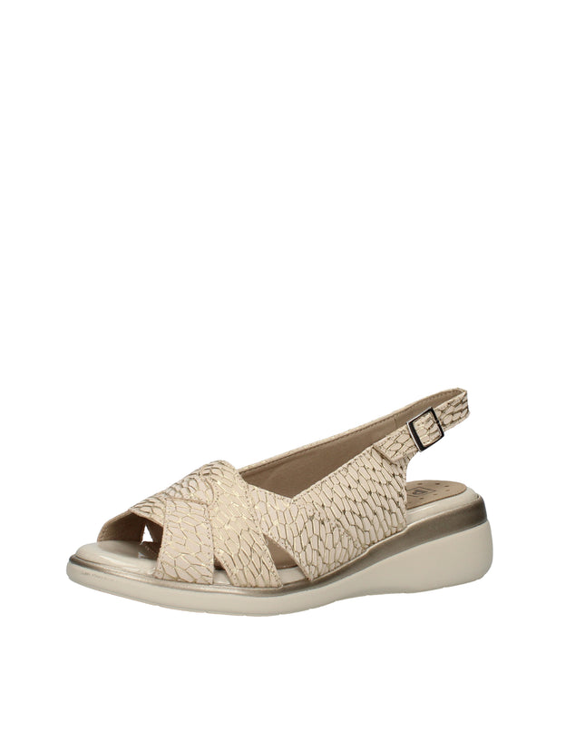 Pitillos sandali in pelle stampata con zeppa