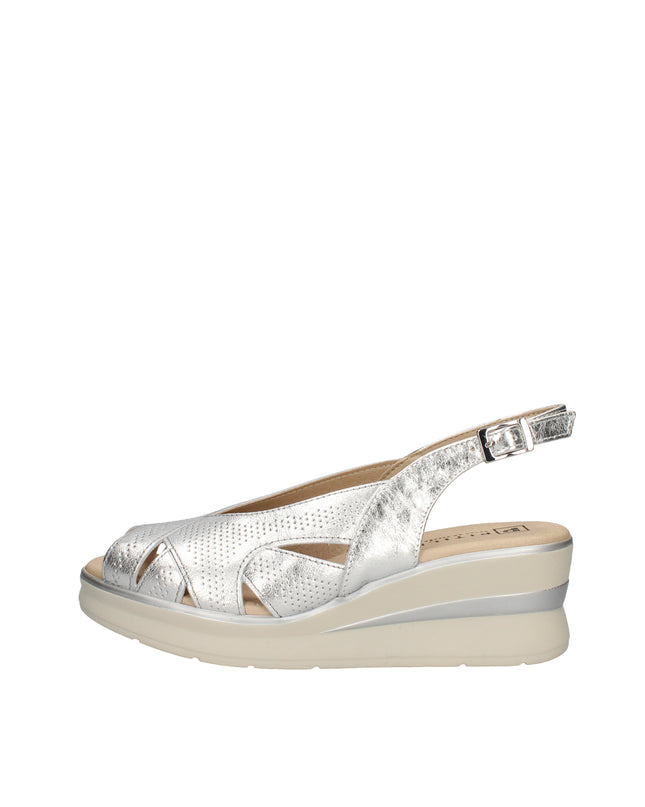 Pitillos sandali in pelle laminata con zeppa