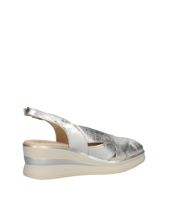 Pitillos sandali in pelle laminata con zeppa
