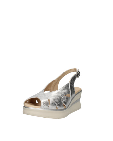 Pitillos sandali in pelle laminata con zeppa