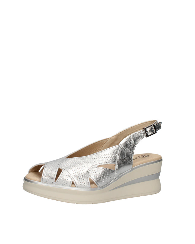 Pitillos sandali in pelle laminata con zeppa