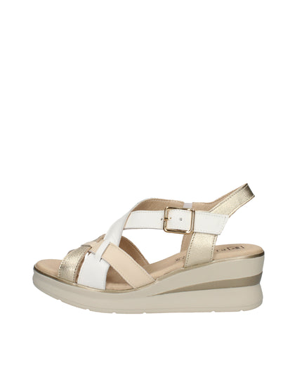 Pitillos sandali con zeppa, fasce intrecciate in pelle e cinturino