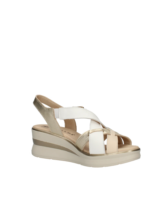 Pitillos sandali con zeppa, fasce intrecciate in pelle e cinturino