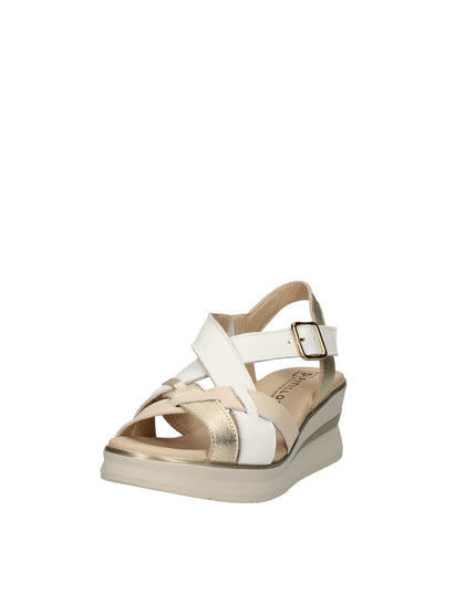 Pitillos sandali con zeppa, fasce intrecciate in pelle e cinturino