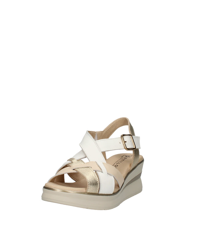 Pitillos sandali con zeppa, fasce intrecciate in pelle e cinturino