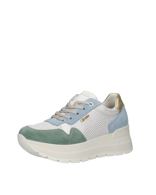 Igi&co sneakers con zeppa in pelle e tessuto traspirante