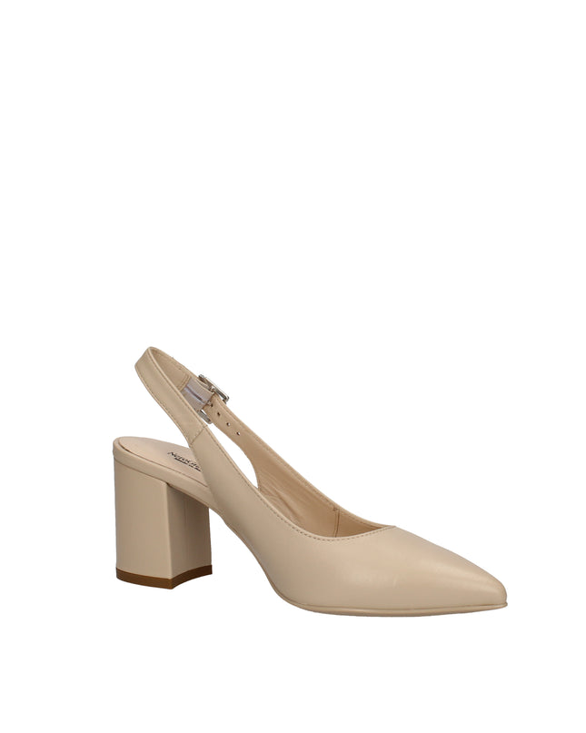 Nero Giardini decolletè slingback in pelle con tacco a blocco