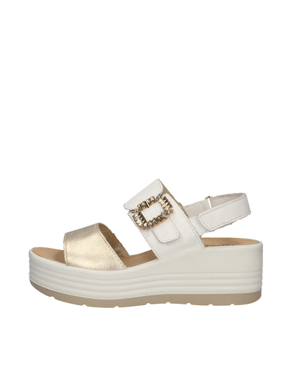 Igi&co sandali in pelle con fibbia gioiello e zeppa