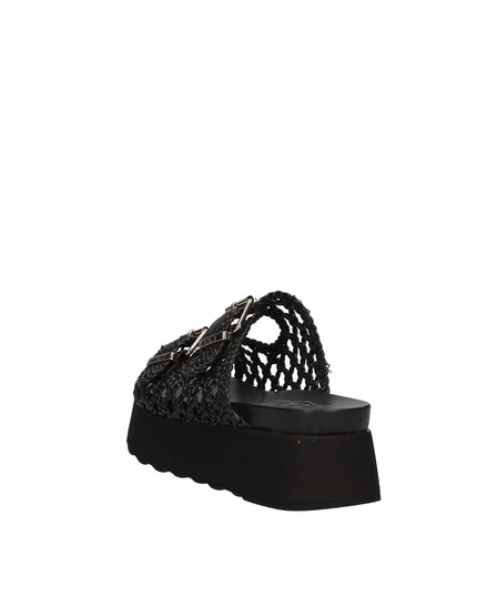 Cult Janis sandali in ecopelle intrecciata con zeppa e doppia fibbia decorativa