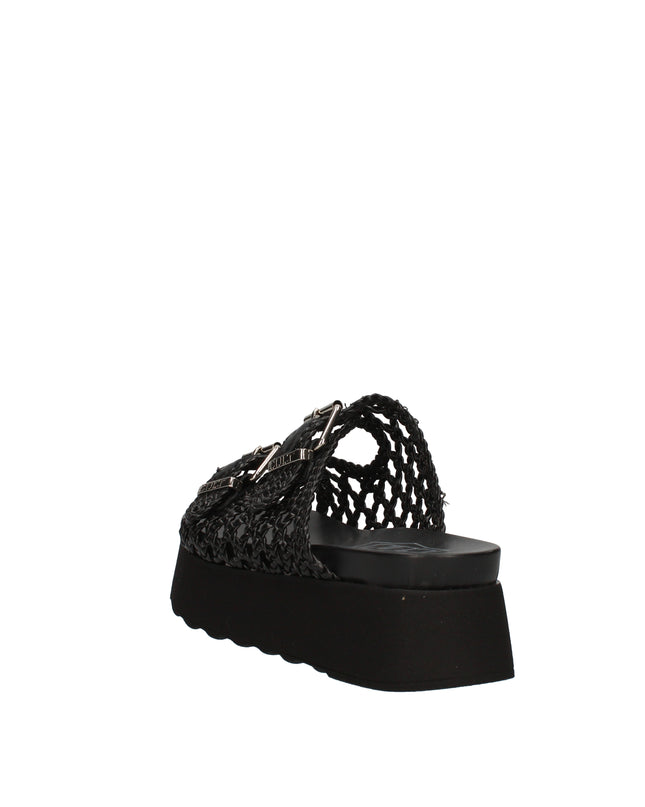 Cult Janis sandali in ecopelle intrecciata con zeppa e doppia fibbia decorativa