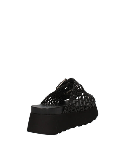 Cult Janis sandali in ecopelle intrecciata con zeppa e doppia fibbia decorativa