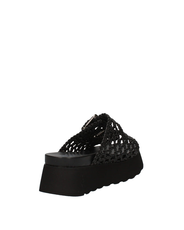 Cult Janis sandali in ecopelle intrecciata con zeppa e doppia fibbia decorativa