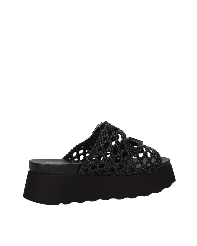 Cult Janis sandali in ecopelle intrecciata con zeppa e doppia fibbia decorativa