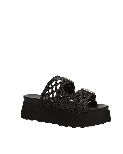 Cult Janis sandali in ecopelle intrecciata con zeppa e doppia fibbia decorativa