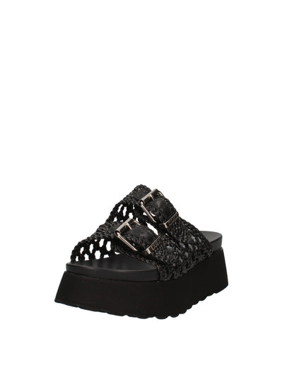 Cult Janis sandali in ecopelle intrecciata con zeppa e doppia fibbia decorativa