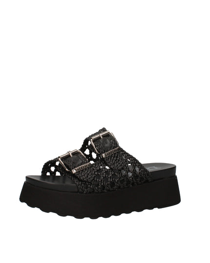 Cult Janis sandali in ecopelle intrecciata con zeppa e doppia fibbia decorativa