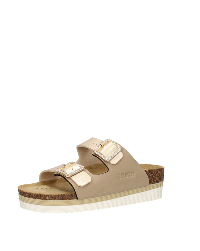 Goldstar sandali con zeppa e doppia fibbia con strass