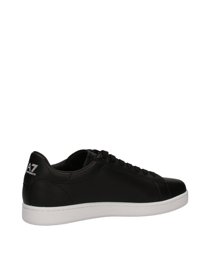 EA7 Sneakers basse in pelle con logo laterale embossed