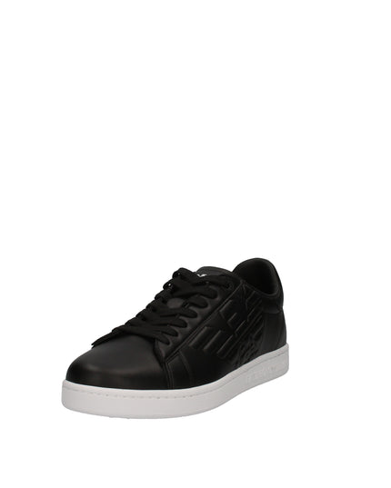 EA7 Sneakers basse in pelle con logo laterale embossed