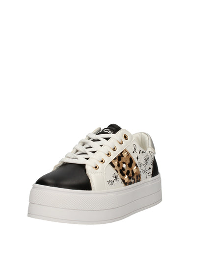 Gio Cellini sneakers con fondo a cassetta, scritte e applicazione animalier