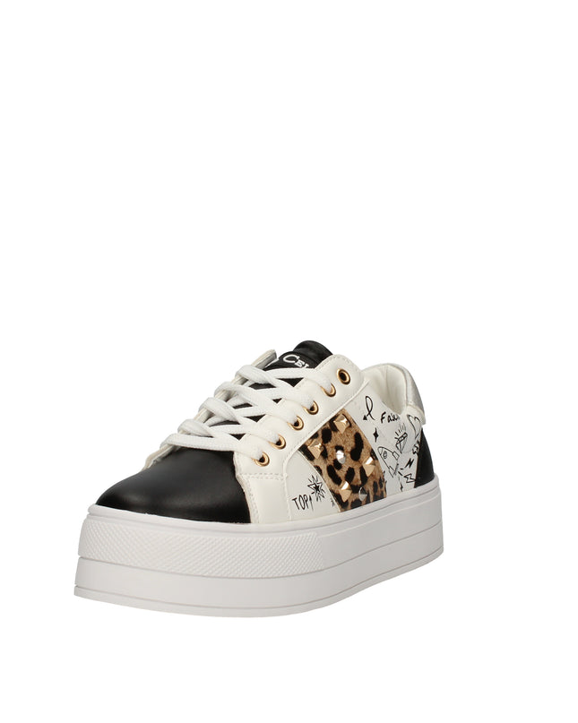 Gio Cellini sneakers con fondo a cassetta, scritte e applicazione animalier