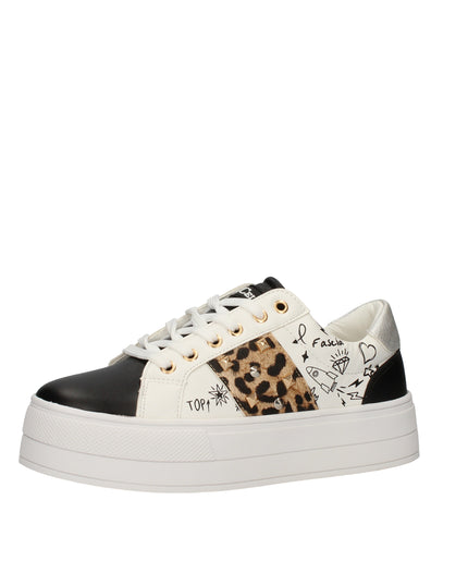 Gio Cellini sneakers con fondo a cassetta, scritte e applicazione animalier