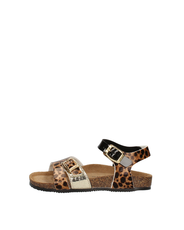 Goldstar sandali con doppia fibbia in pelle lucida e fantasia animalier