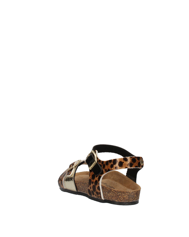 Goldstar sandali con doppia fibbia in pelle lucida e fantasia animalier