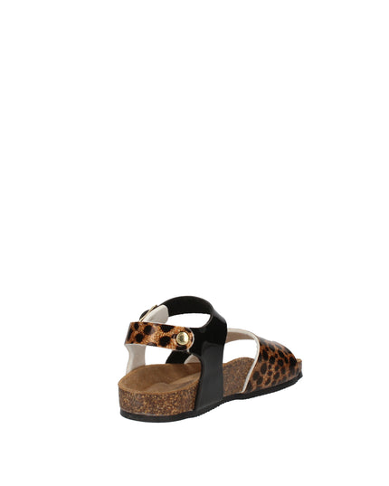 Goldstar sandali con doppia fibbia in pelle lucida e fantasia animalier