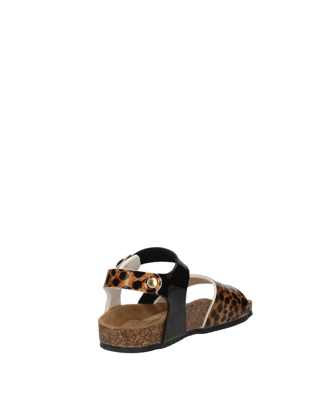 Goldstar sandali con doppia fibbia in pelle lucida e fantasia animalier