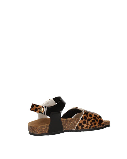 Goldstar sandali con doppia fibbia in pelle lucida e fantasia animalier