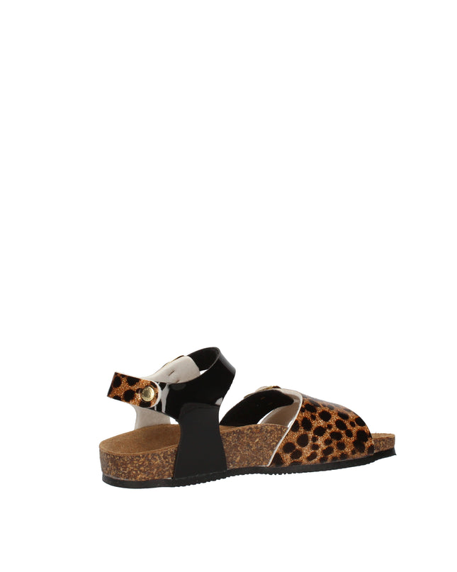 Goldstar sandali con doppia fibbia in pelle lucida e fantasia animalier