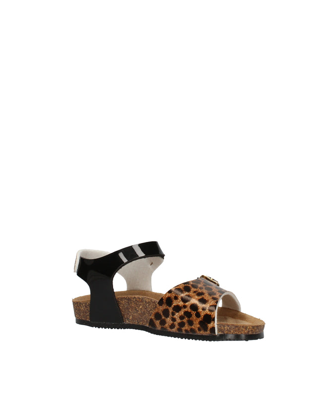 Goldstar sandali con doppia fibbia in pelle lucida e fantasia animalier