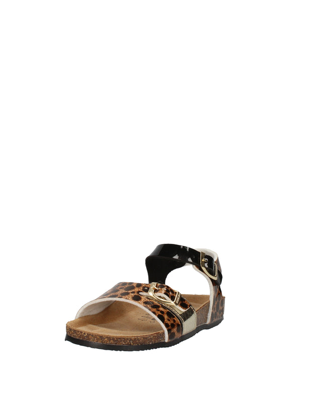 Goldstar sandali con doppia fibbia in pelle lucida e fantasia animalier