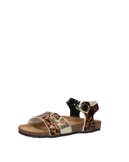 Goldstar sandali con doppia fibbia in pelle lucida e fantasia animalier