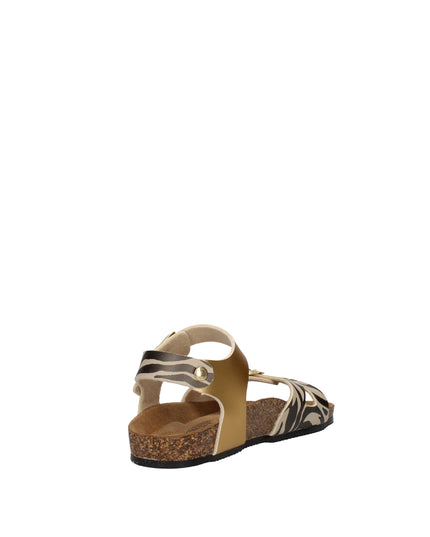 Goldstar sandali con doppia fibbia in pelle laminata e fantasia animalier