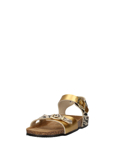 Goldstar sandali con doppia fibbia in pelle laminata e fantasia animalier