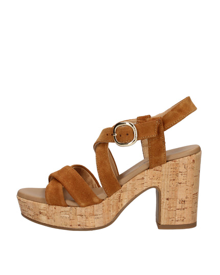 Nero Giardini sandali in camoscio con tacco e plateau in sughero