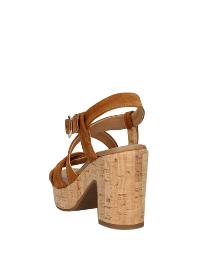 Nero Giardini sandali in camoscio con tacco e plateau in sughero