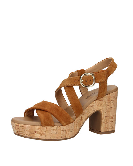 Nero Giardini sandali in camoscio con tacco e plateau in sughero