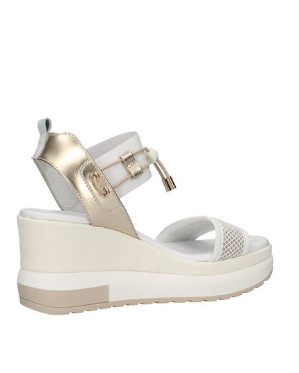 Nero Giardini sandali con zeppa in pelle laminata e tela