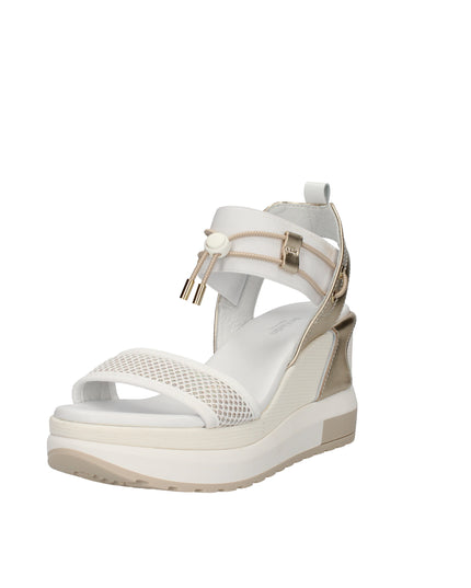 Nero Giardini sandali con zeppa in pelle laminata e tela