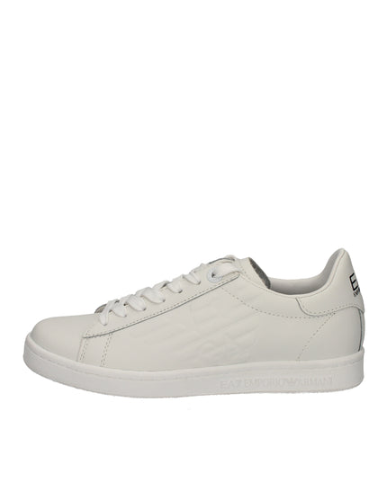 EA7 Sneakers basse in pelle con logo laterale embossed