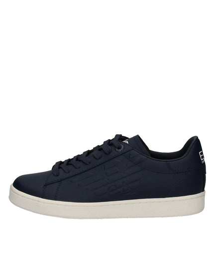 EA7 Sneakers basse in pelle con logo laterale embossed