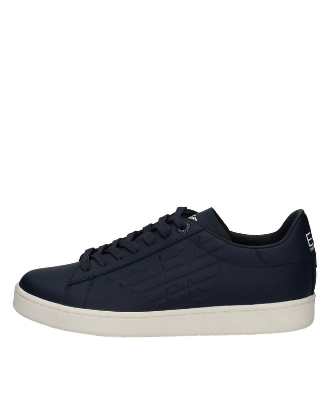 EA7 Sneakers basse in pelle con logo laterale embossed