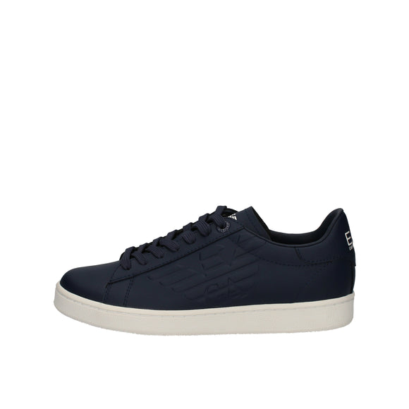 EA7 Sneakers basse in pelle con logo laterale embossed