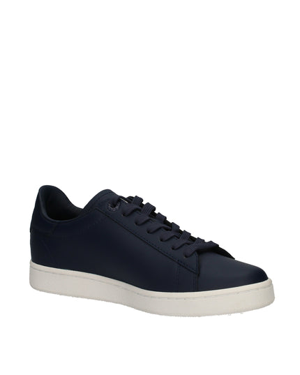 EA7 Sneakers basse in pelle con logo laterale embossed