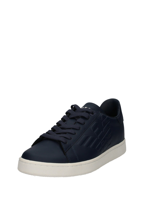 EA7 Sneakers basse in pelle con logo laterale embossed