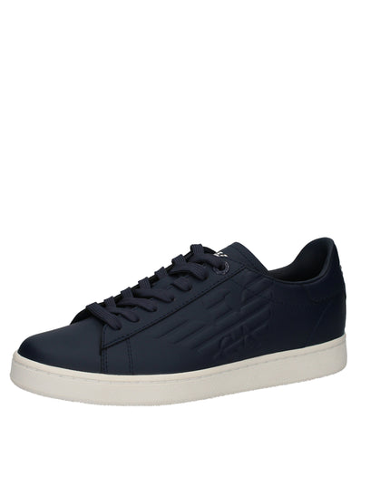 EA7 Sneakers basse in pelle con logo laterale embossed
