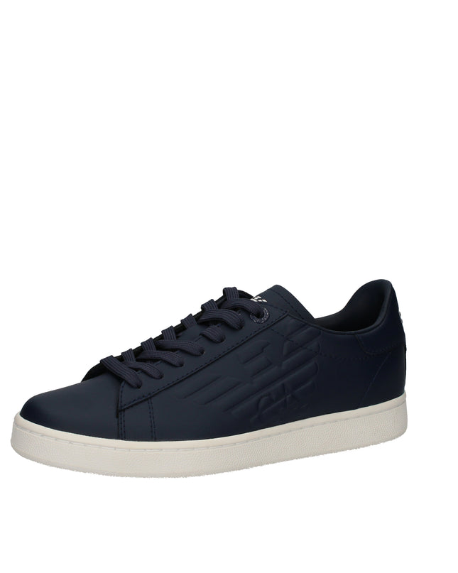 EA7 Sneakers basse in pelle con logo laterale embossed